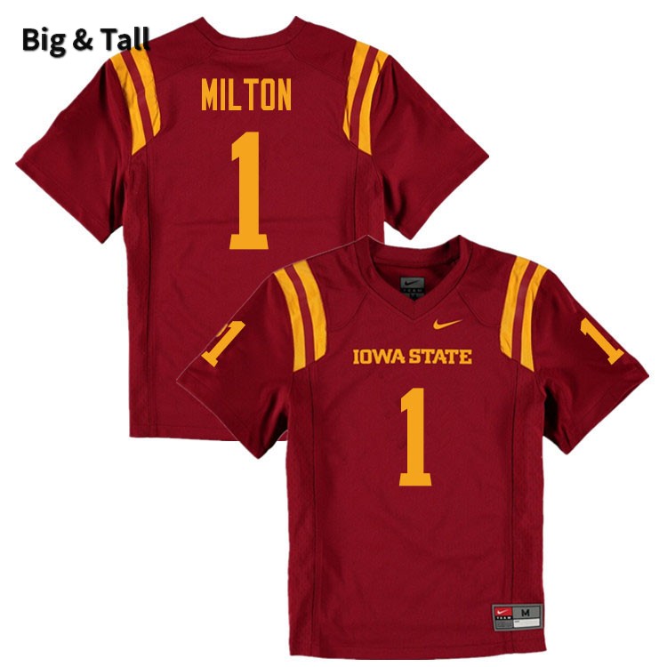 Iowa State Cyclones Men's #1 Tarique Milton Nike NCAA Authentic Cardinal Big & Tall College Stitched Football Jersey KR42X74RR